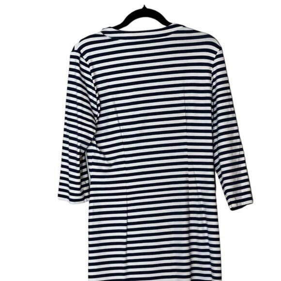 J. McLaughlin Striped Navy White V-Neck Dress Women's Size Medium Excellent very - Picture 2 of 11